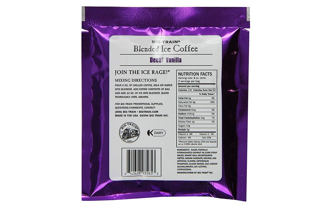 Big Train Blended Ice Coffee Decaf Vanilla   Pack  78 grams
